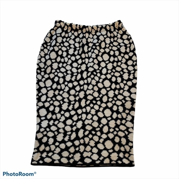 Joan Vass Knit Bodycon Skirt White Black Animal - Picture 1 of 8